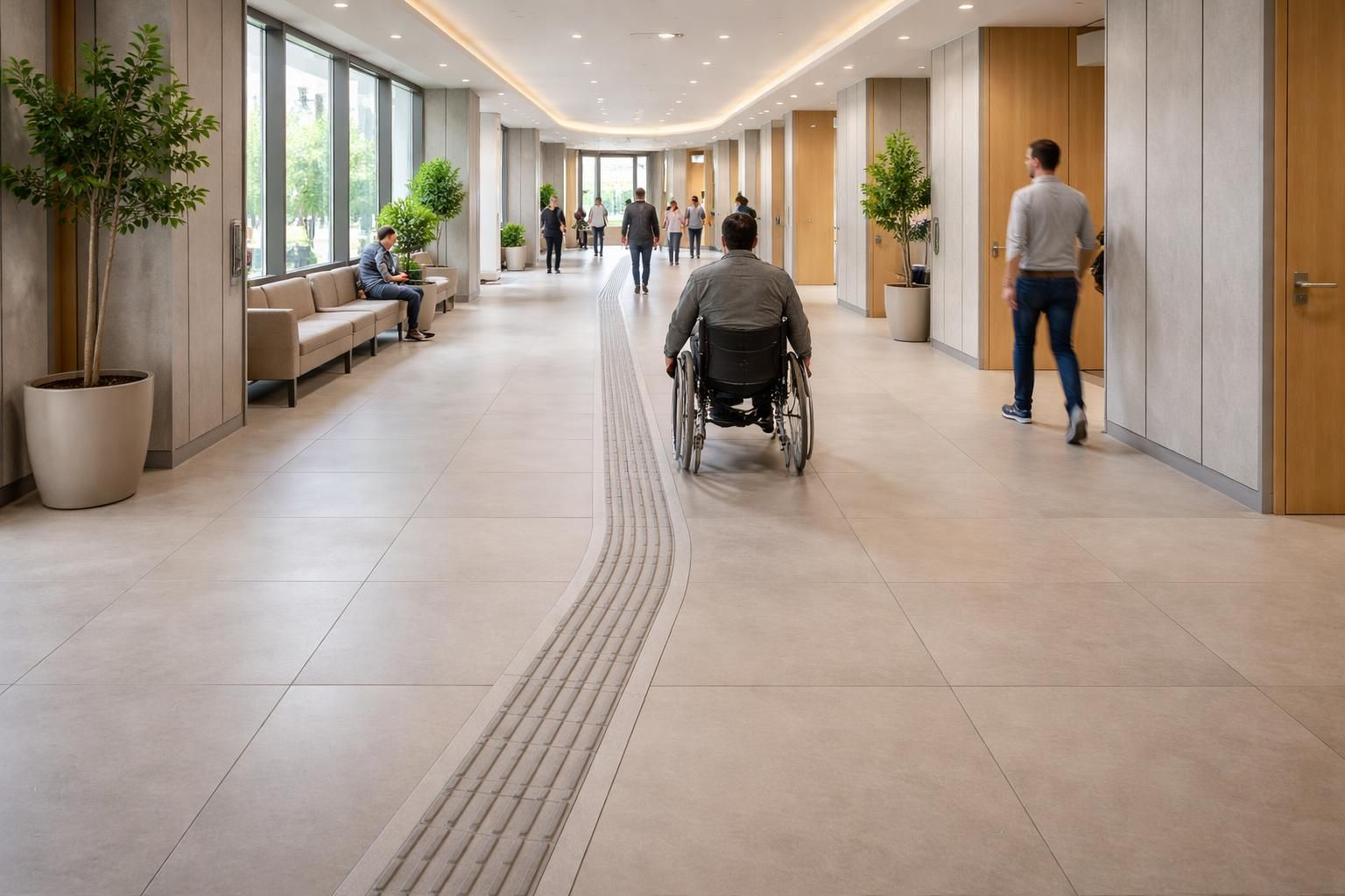améliorez la sécurité et l'accessibilité de vos espaces grâce à une bande de guidage pmr en résine, conçue pour optimiser l'orientation des personnes à mobilité réduite.