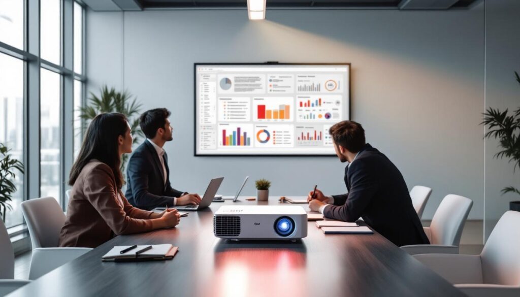 découvrez le vidéoprojecteur bureautique 3000 lumens, idéal pour des présentations professionnelles claires et impactantes, même en environnement lumineux.