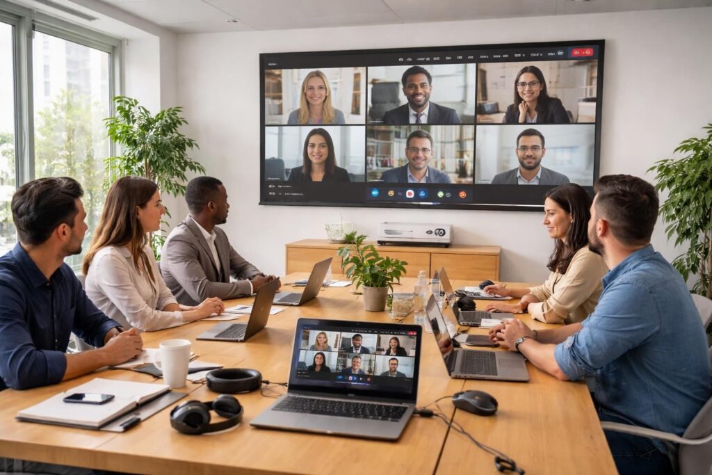 découvrez comment optimiser vos réunions visio hybrides avec teams en utilisant un vidéoprojecteur led benq pour une qualité d'affichage exceptionnelle et une collaboration fluide.