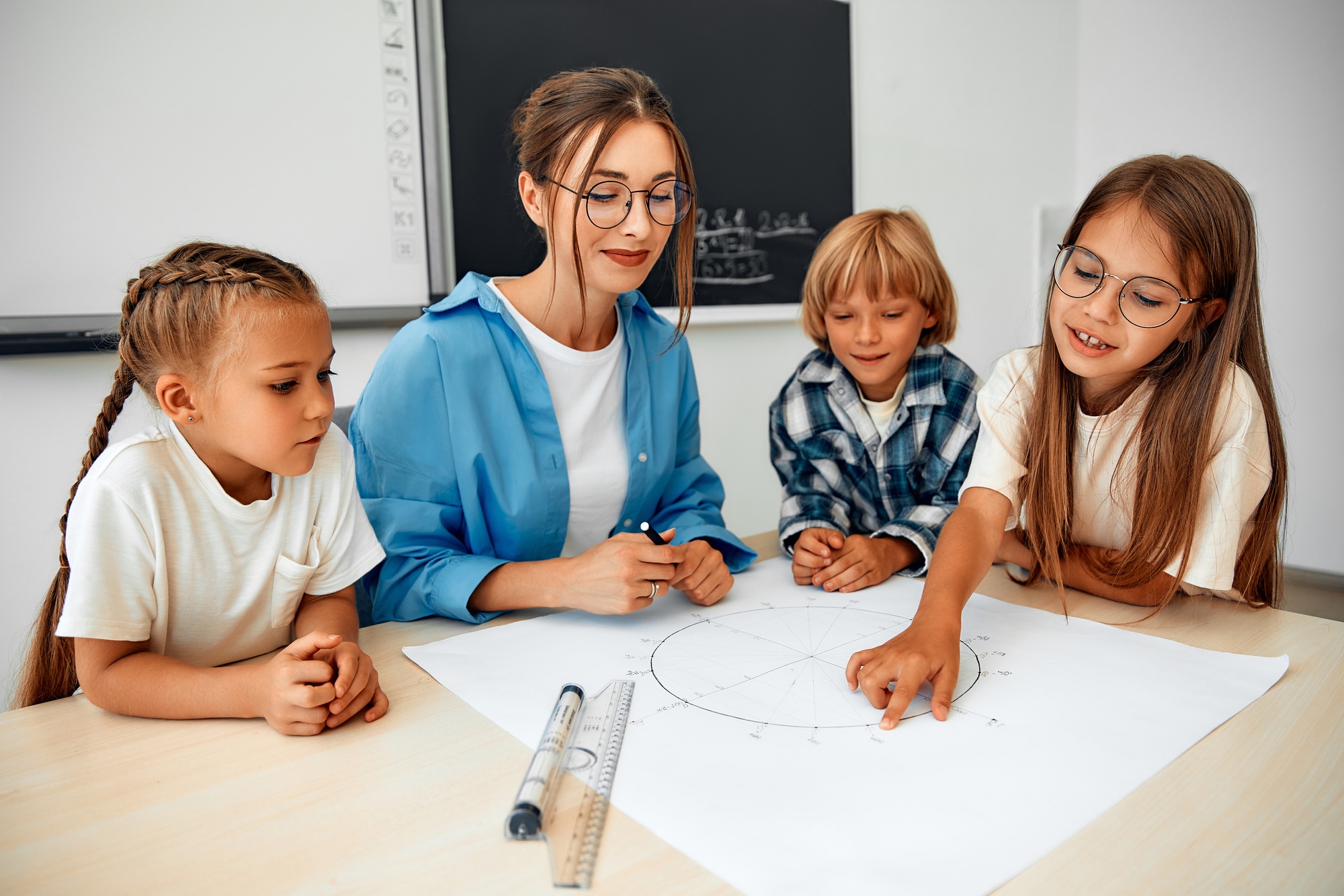 Children learning in a school classroom