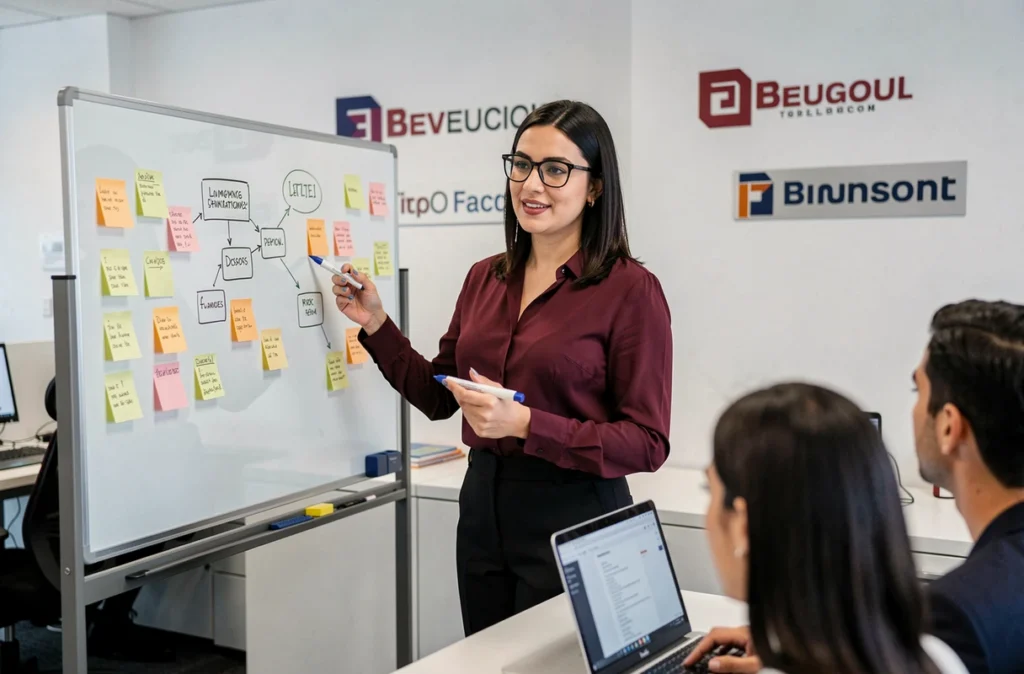 Chef de projet de Maecia présentant l'architecture d'un site internet à son équipe