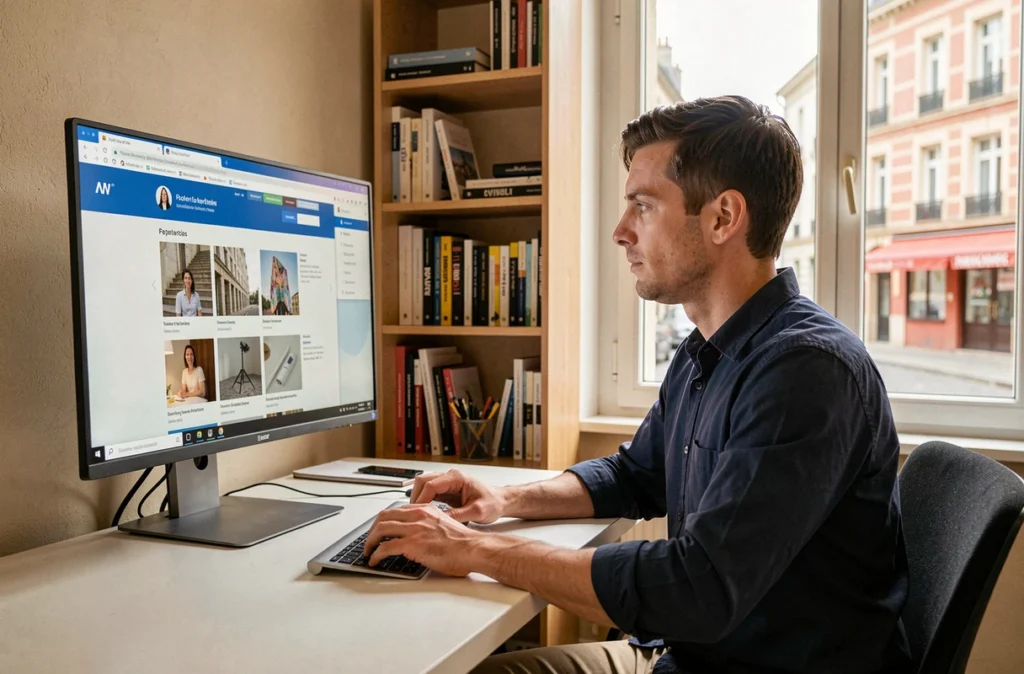 Développeur web de l'agence Profil Web travaillant sur un site internet professionnel
