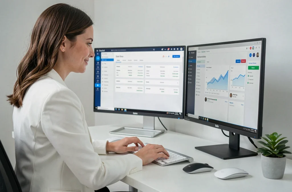 Experte-comptable d'Up Expert travaillant sur une plateforme de comptabilité digitale en Isère